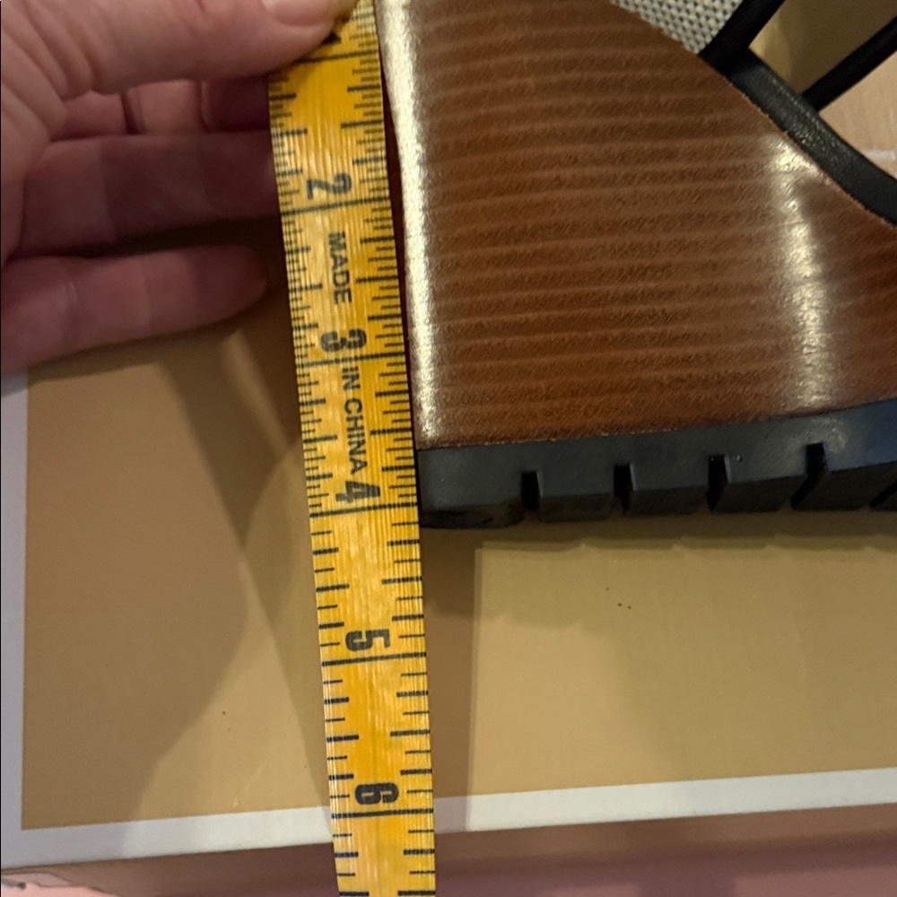 NWT Michael Kors Gillian Black and Cream Canvas Wedges - Picture 9 of 10